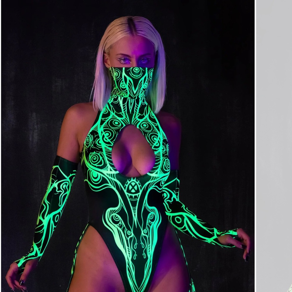 Necrowaves Green Cut-Out Catsuit
